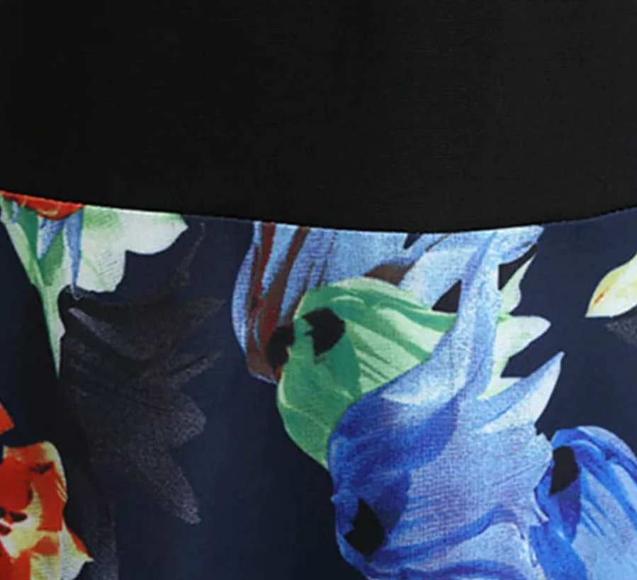 Vintage Pin Up Šaty S Modrými Kvetmi