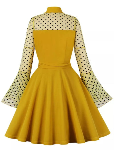 Vintage Pin Up Šaty Plus Size Žlté