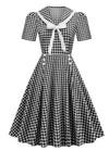 Vintage Pin Up Kockované Šaty Čierne