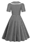 Vintage Pin Up Kockované Šaty Čierne