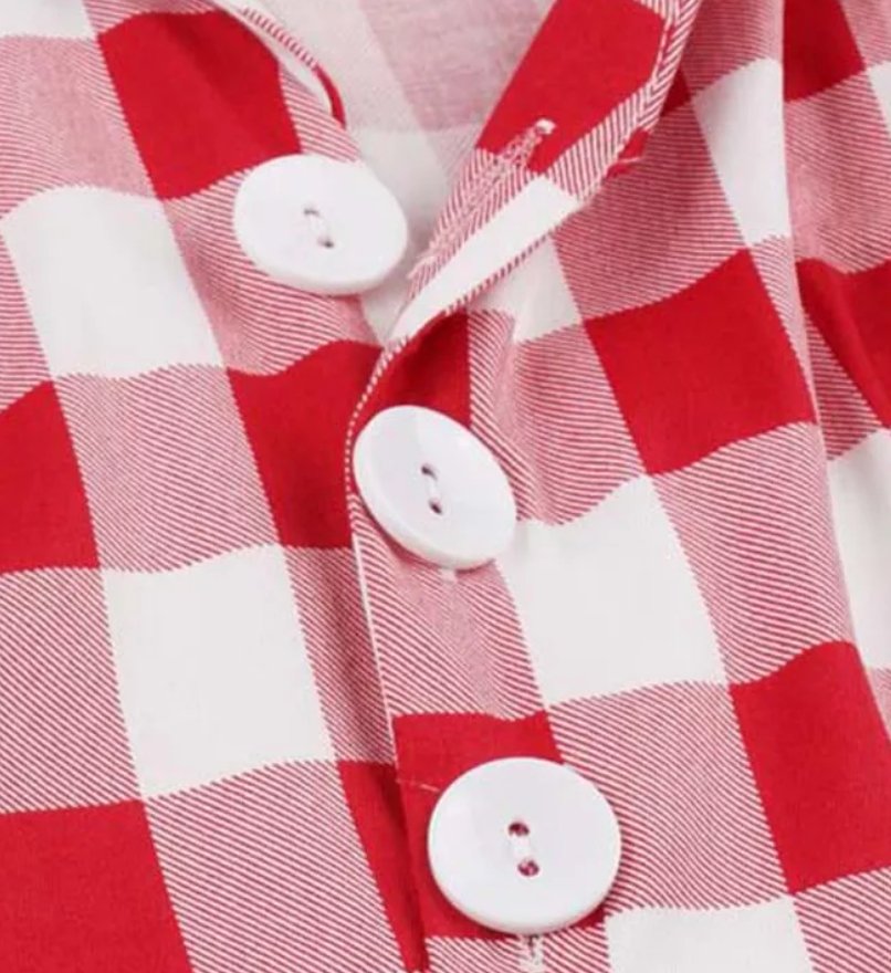 Vintage Pin Up Červené Kockované Šaty