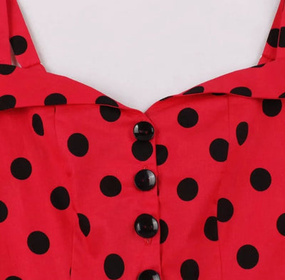Vintage Pin Up Šaty Červené Bodkované