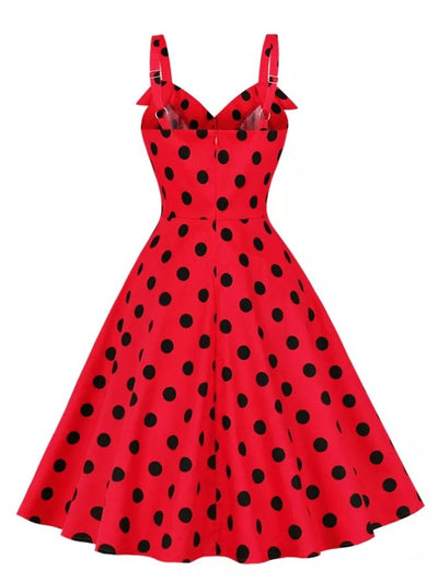 Vintage Pin Up Šaty Červené Bodkované