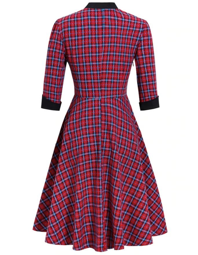 Vintage Červené Kockované Šaty