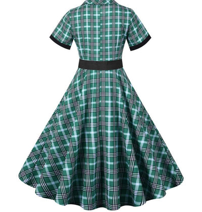 Vintage Zelené A Čierne Pruhované Šaty