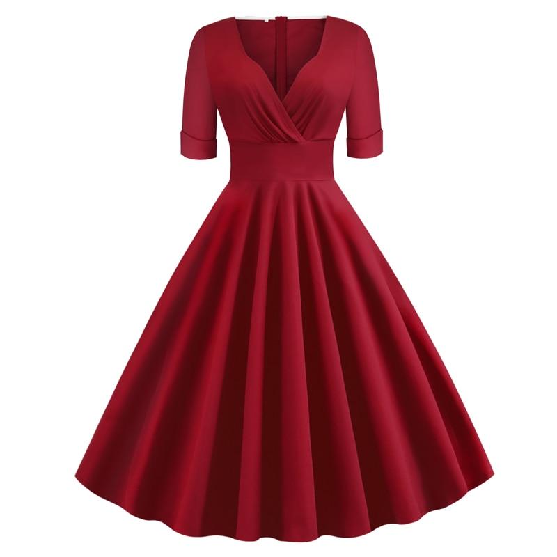 Vintage Karmínové Šaty Rockabilly Z 50. Rokov
