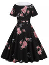 Vintage Rockabilly Šaty S Kvetmi 50. Rokov