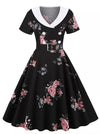 Vintage Rockabilly Šaty S Kvetmi 50. Rokov