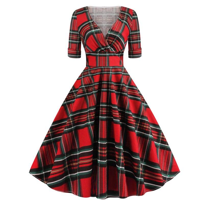 Vintage Šaty Rockabilly Tartan Red Z 50. Rokov