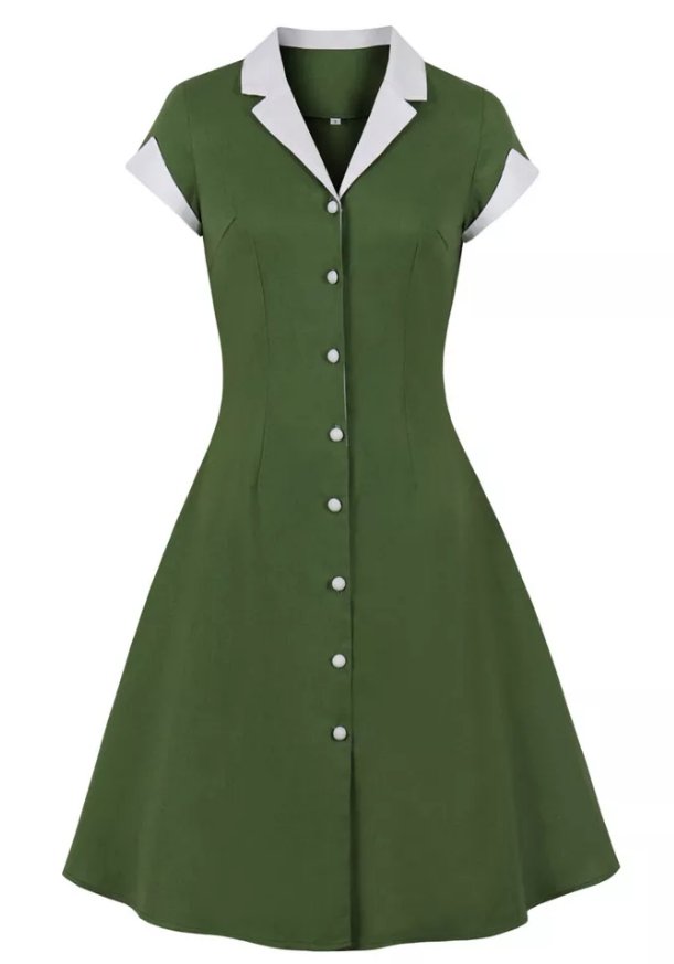 Vintage Rockabilly Dress 50s Green