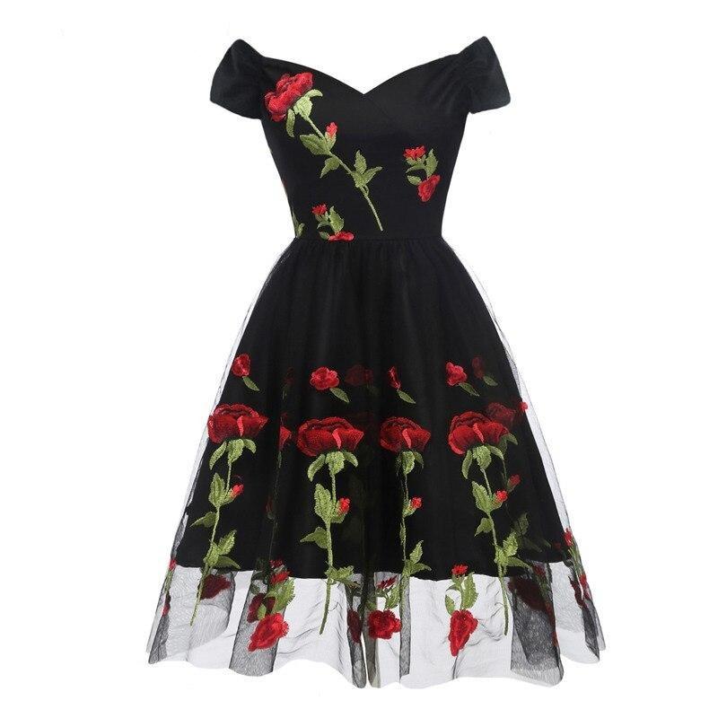 Vintage Rockabilly Čipkované Šaty Čierne