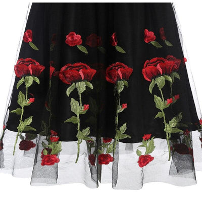 Vintage Rockabilly Čipkované Šaty Čierne