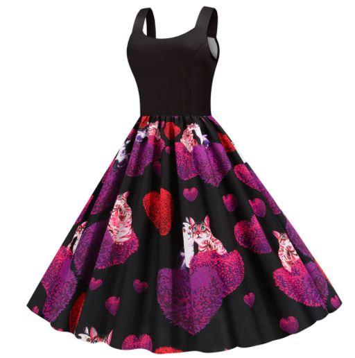 Vintage Čierne Valentínske Šaty Pre Mačky