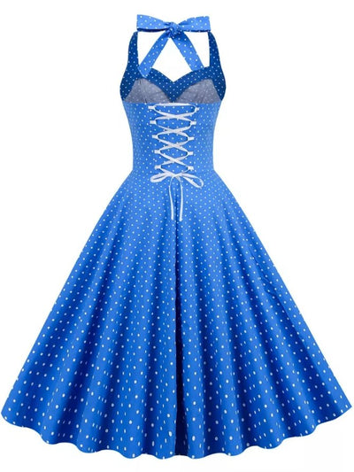Vintage Sexy Pin Up Šaty Modré