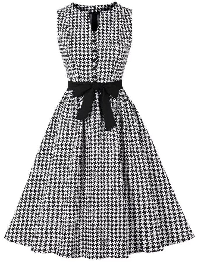 Vintage Čiernobiele Šaty Gingham