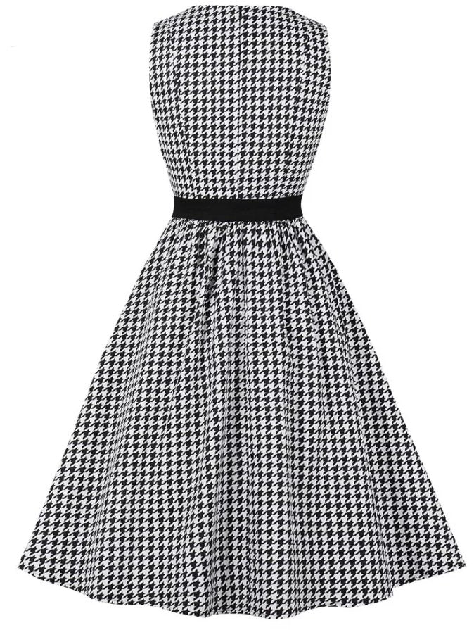Vintage Čiernobiele Šaty Gingham