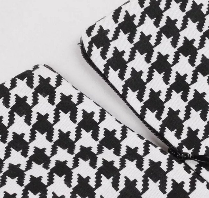 Vintage Čiernobiele Šaty Gingham