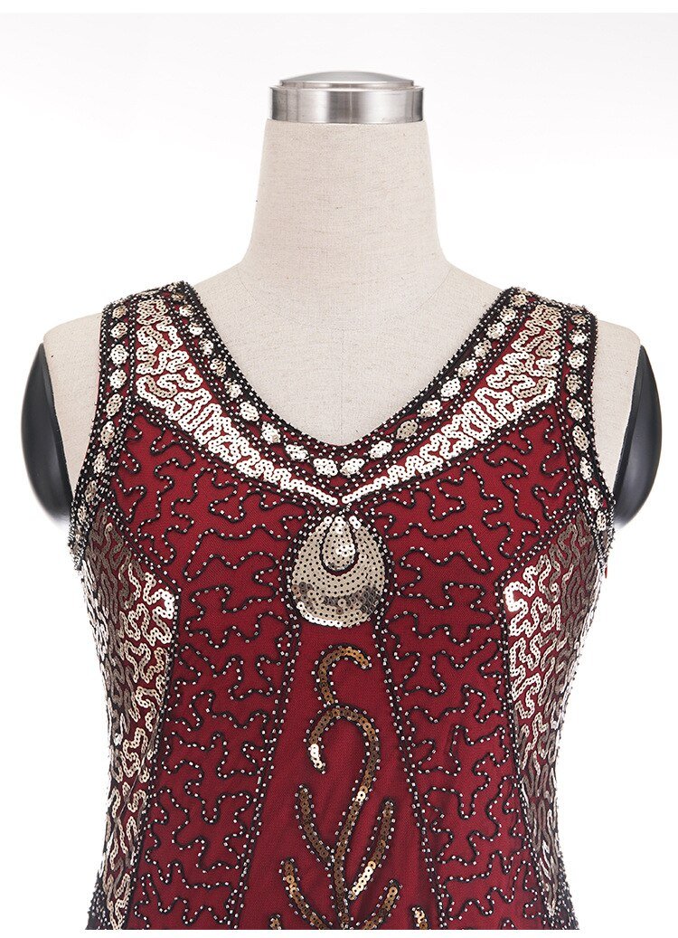 Vintage Červené Charlestonské Šaty 20-Tych Rokov Vyššej Veľkosti