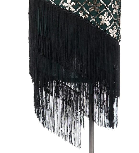 Vintage 20s Plus Size Zeleno Zlaté Šaty