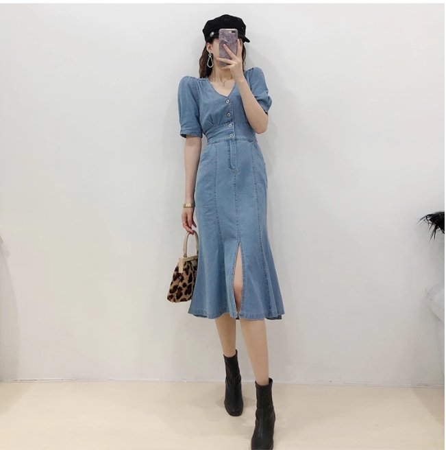 Vintage Šaty Zo 40. Rokov V Modrej Farbe